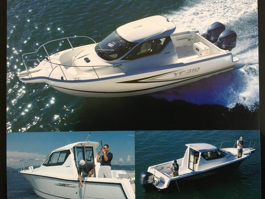 2023 nuevo barco de casco de fibra de vidrio de 27 pies para pescar y relajarse con cabina proveedor