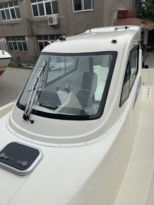 2023 nuevo barco de casco de fibra de vidrio de 27 pies para pescar y relajarse con cabina proveedor